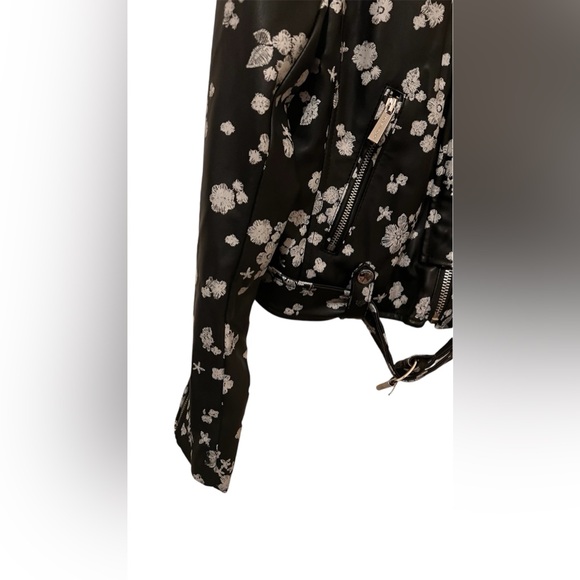 Micheal Kors Faux Leather Floral Jacket-Black&White - Picture 4 of 11